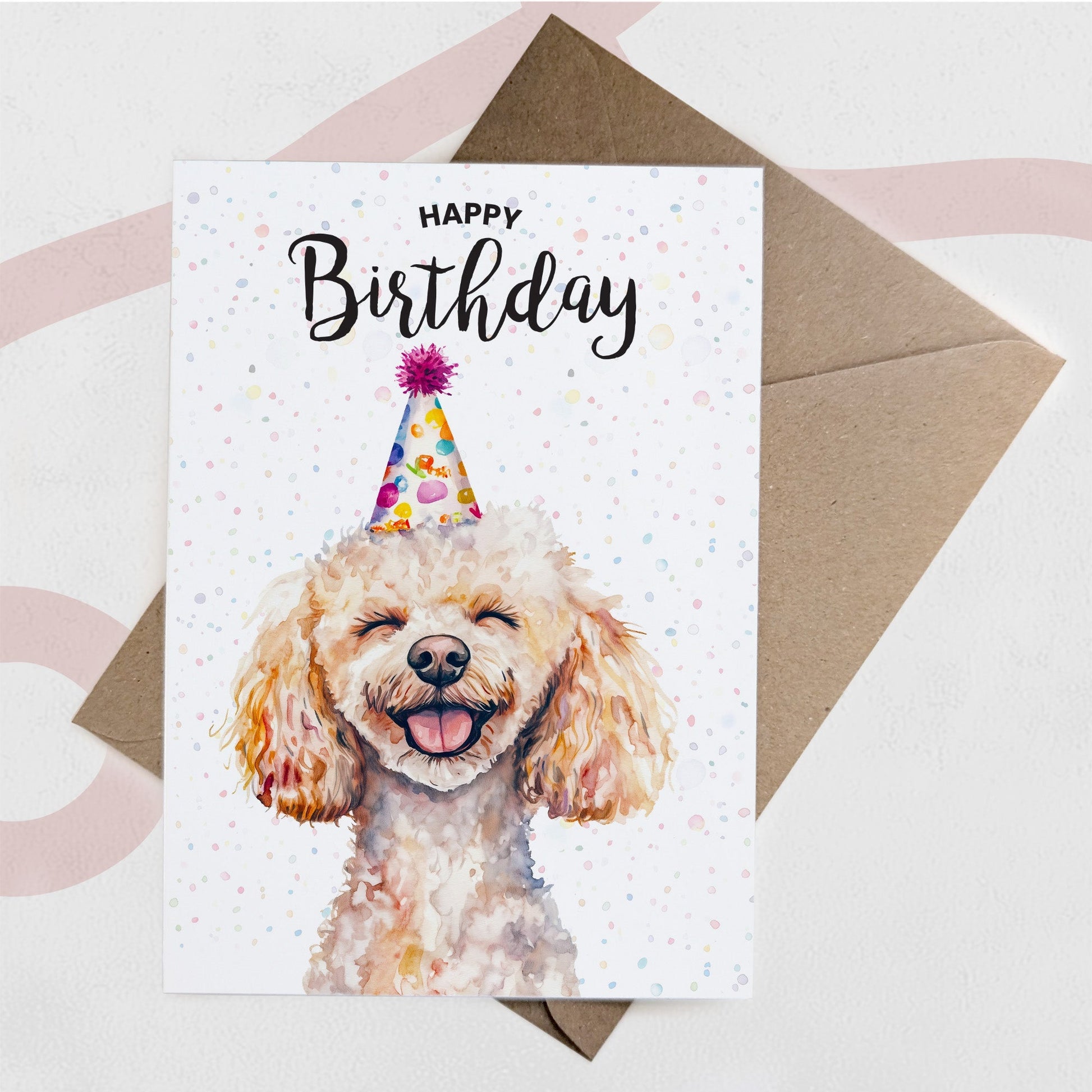 Birthday Card For Him or Her Of A Poodle Dog Illustration For Him or Her Birthday Gift