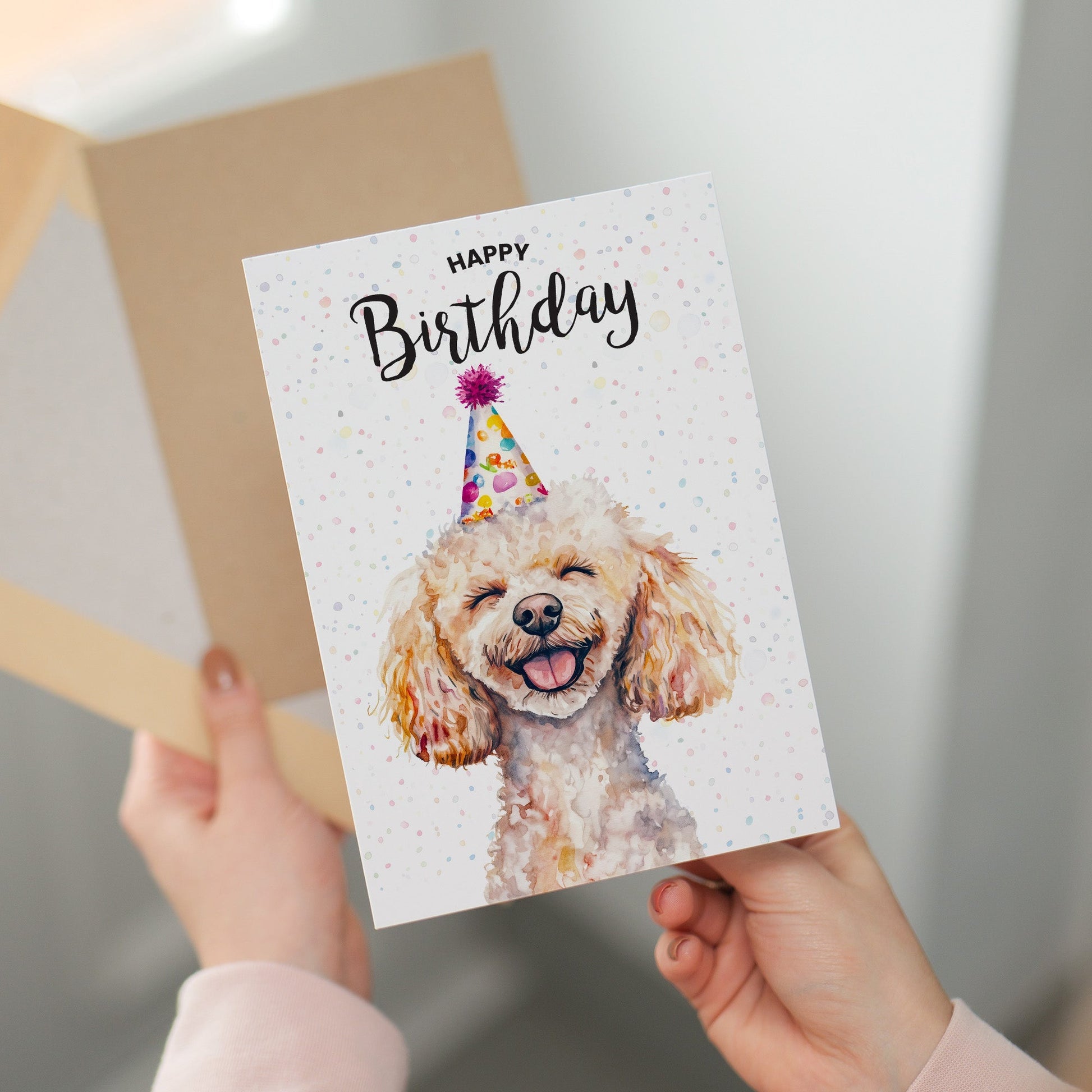 Birthday Card For Him or Her Of A Poodle Dog Illustration For Him or Her Birthday Gift