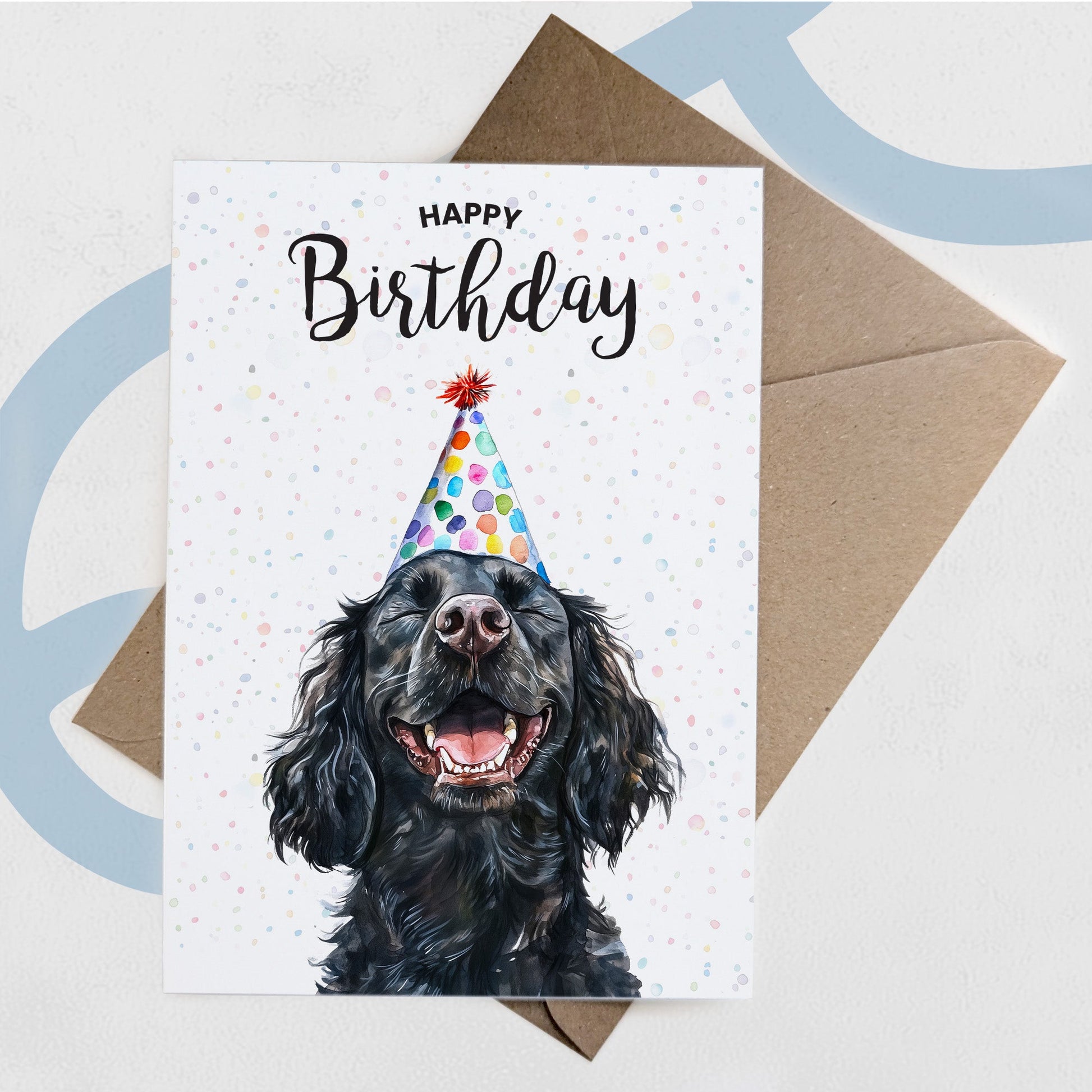 Birthday Card For Him or Her Of A Cocker Spaniel Dog Illustration For Him or Her Birthday Gift
