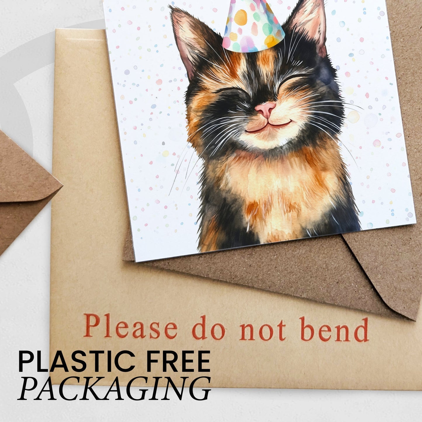 Birthday Card For Him or Her Of A Tortoiseshell Cat Illustration For Him or Her Birthday Gift