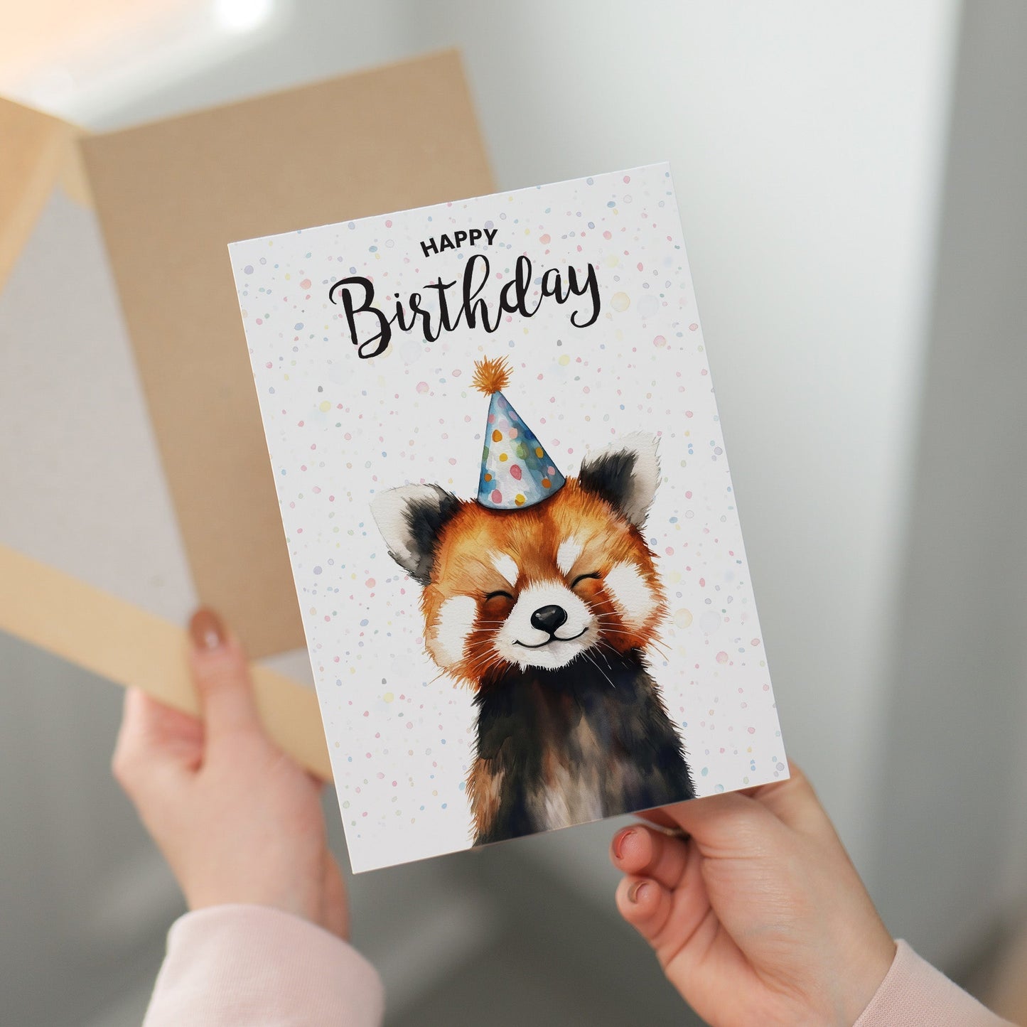Birthday Card For Him or Her Of A Red Panda Illustration For Him or Her Birthday Gift