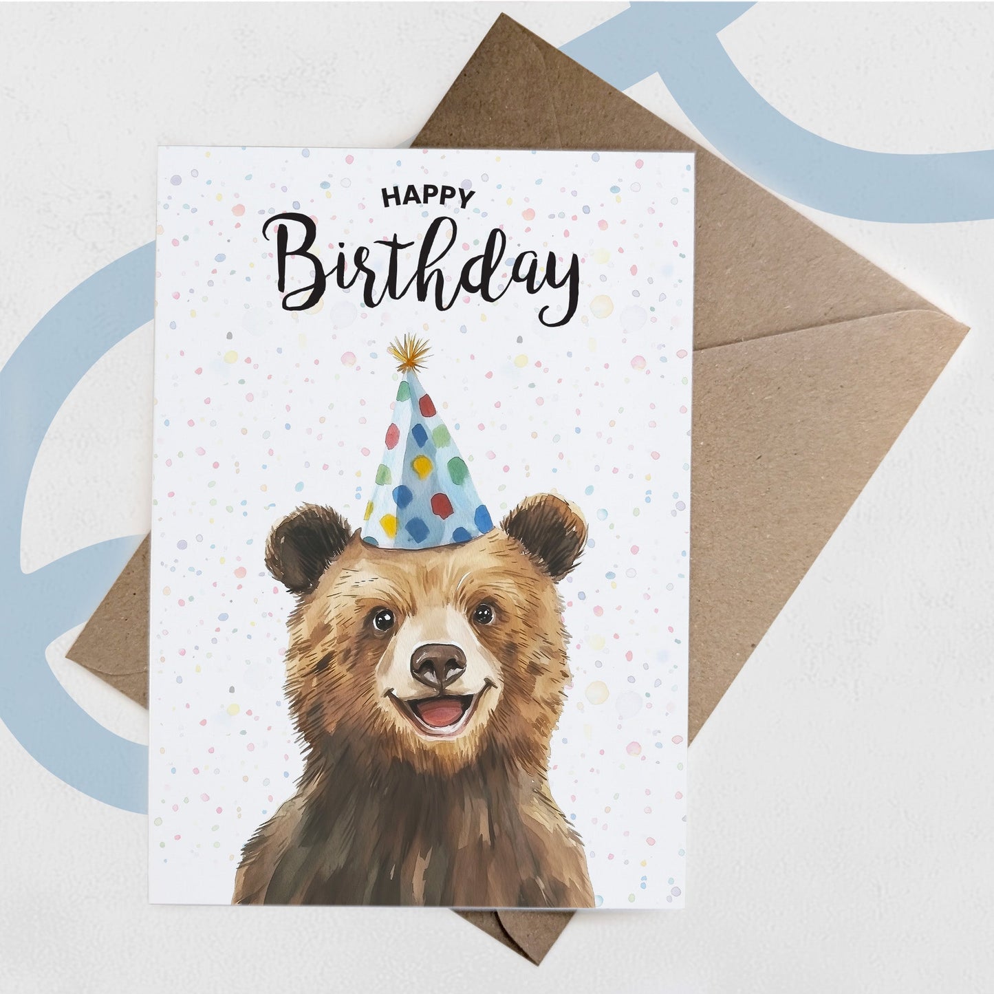 Birthday Card For Him or Her Of A Bear Illustration For Him or Her Birthday Gift