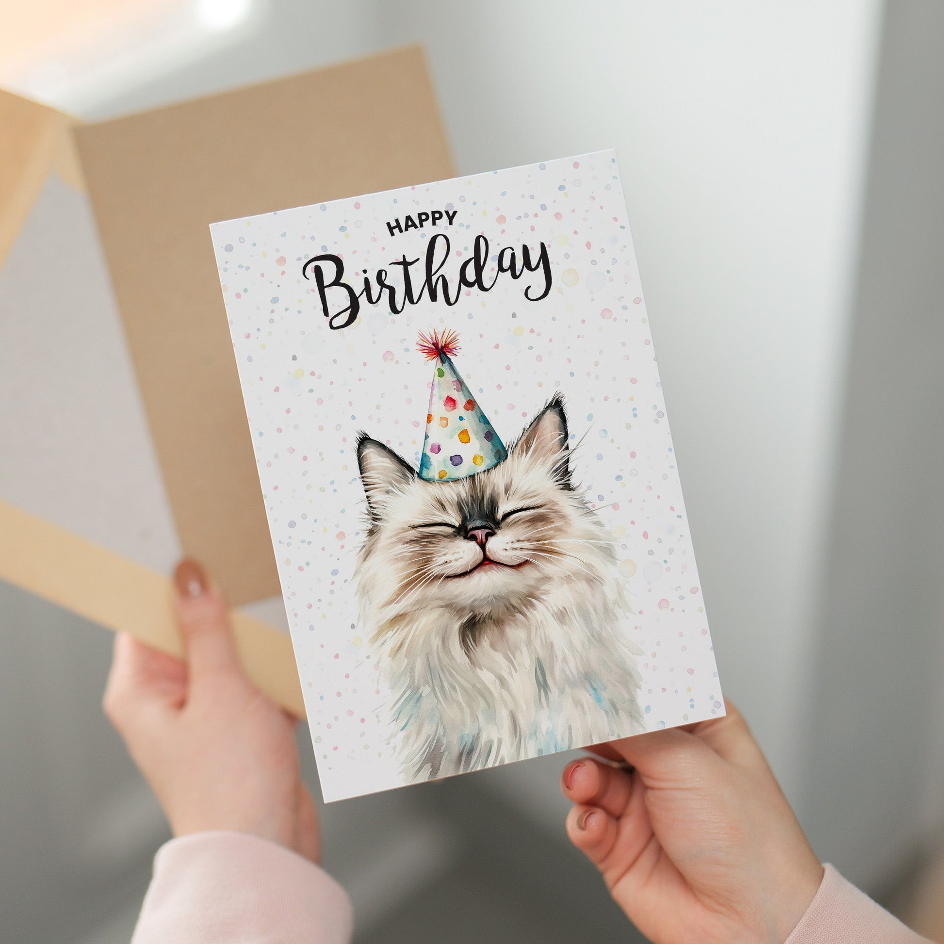 Birthday Card For Him or Her Of A Ragdoll Cat Illustration For Him or Her Birthday Gift