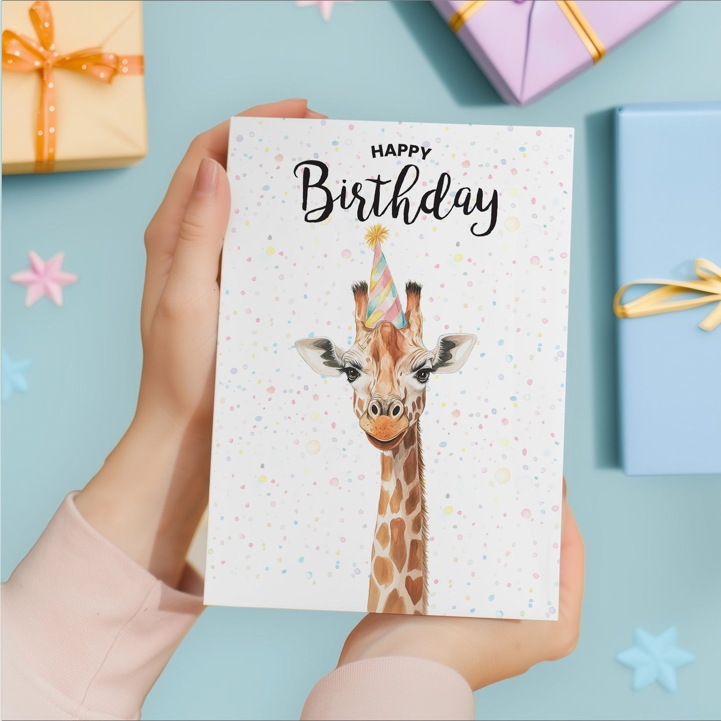 Birthday Card For Him or Her Of A Giraffe Illustration For Him or Her Birthday Gift