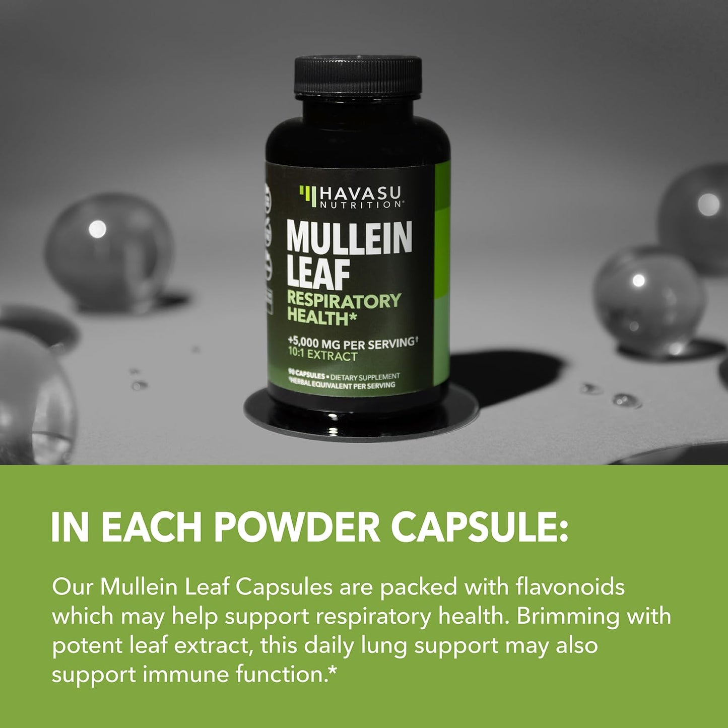 Mullein Leaf Capsules 5000mg 10:1 – Lung Support & Immune Function (30 Count) – Vegan, Non-GMO