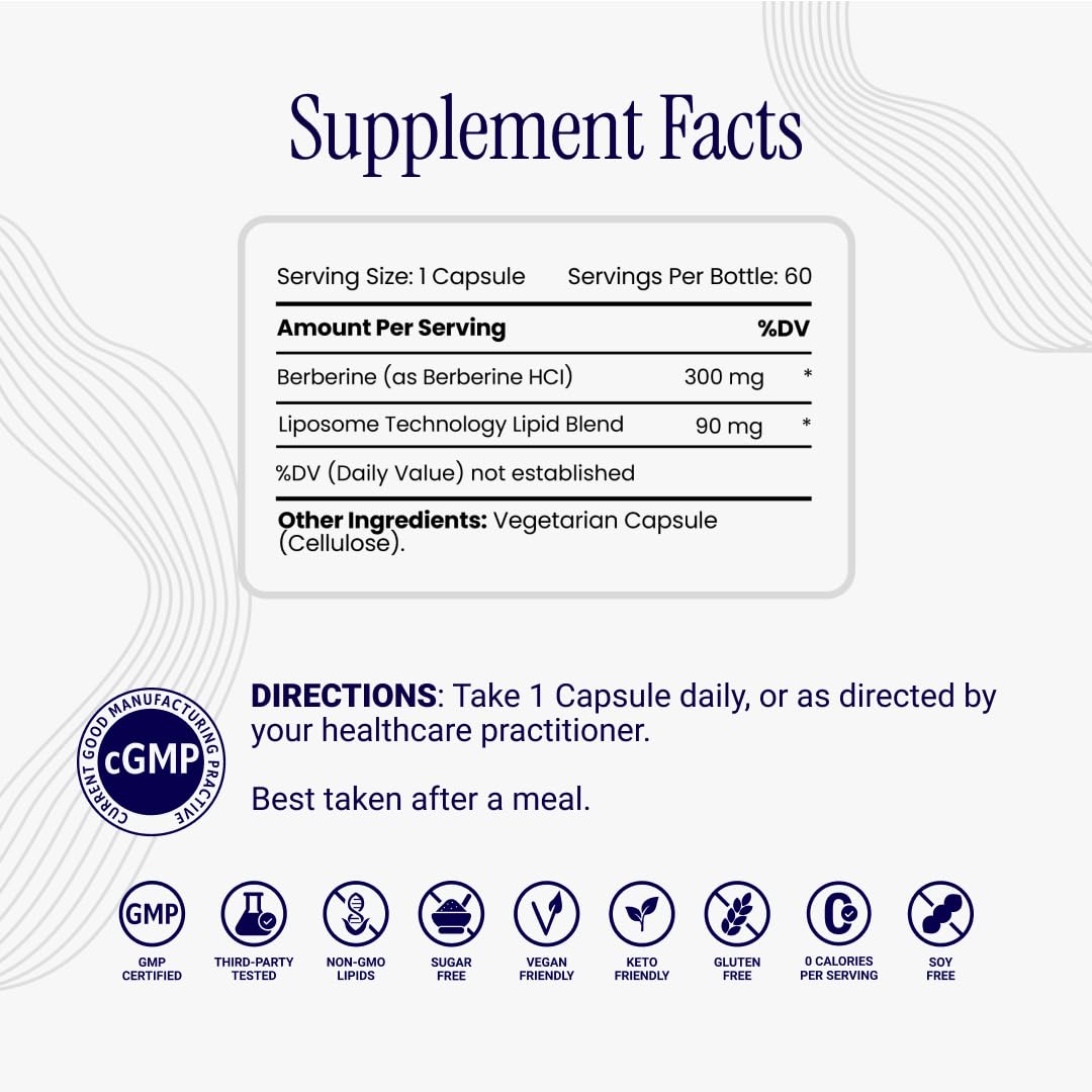 Rho Nutrition Liposomal Berberine Capsules – Ultra-High Absorption for Metabolic & Cardiovascular Health | Immune & Gut Support (60 Caps)