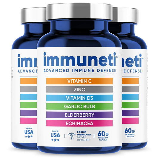 Immuneti 6-in-1 Immune Defense | Vitamin C, D3, Zinc, Elderberry, Garlic, Echinacea | 3 Pack