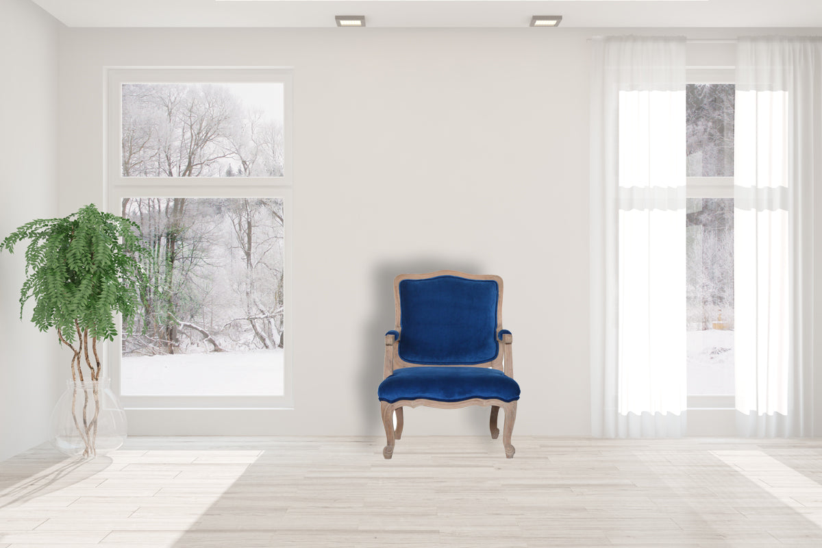 Royal Blue Velvet French Chair