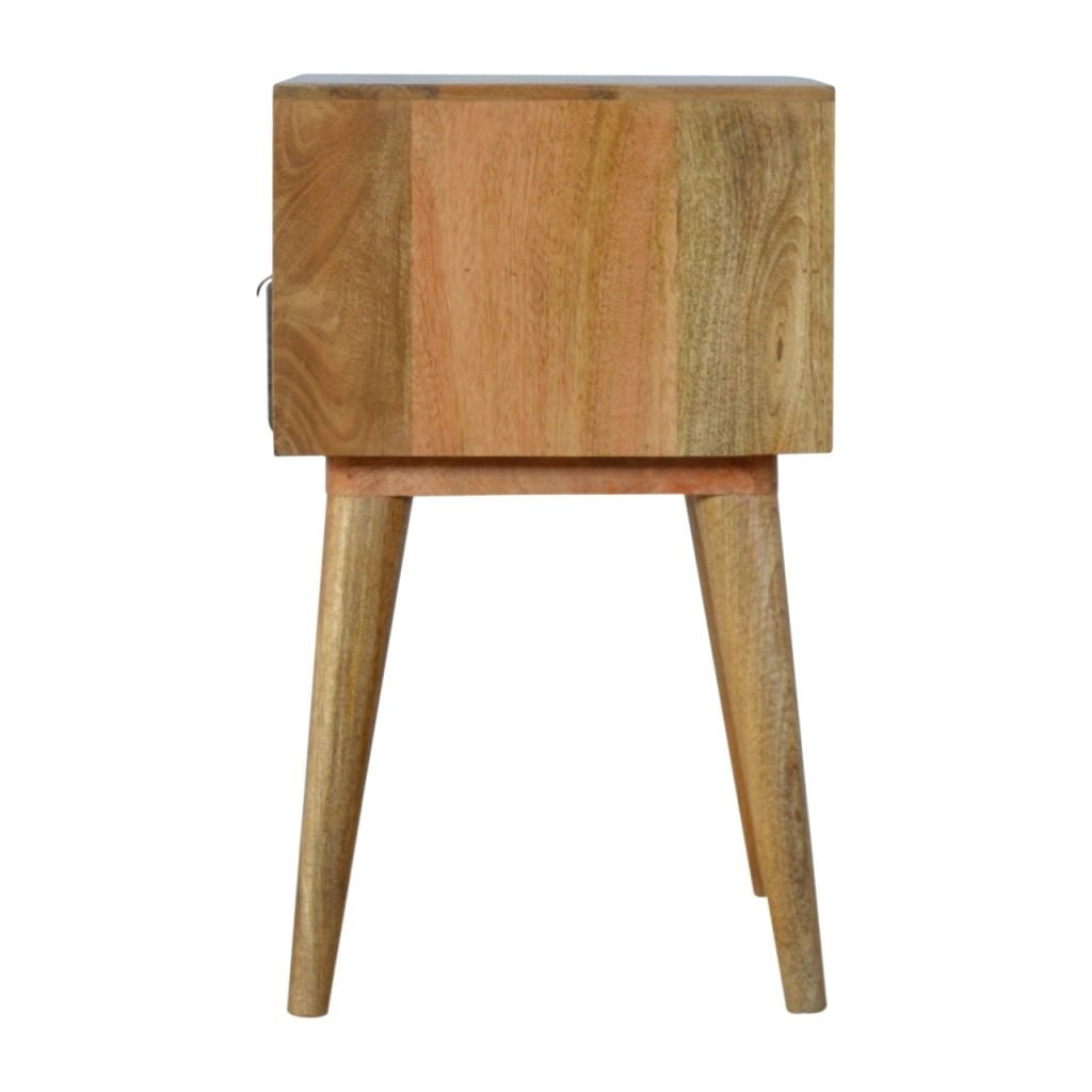 Grey Tweed Bedside with Open Slot Bedside Table