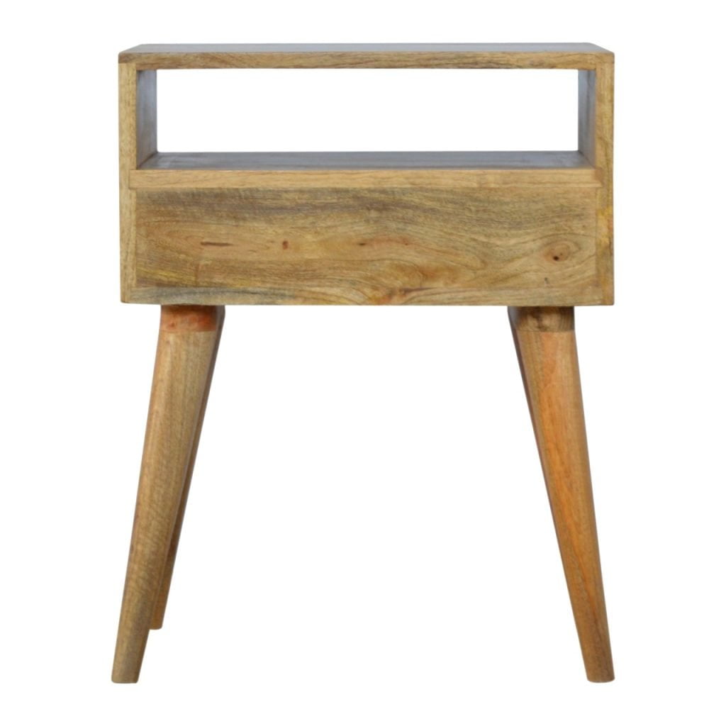 Grey Tweed Bedside with Open Slot Bedside Table