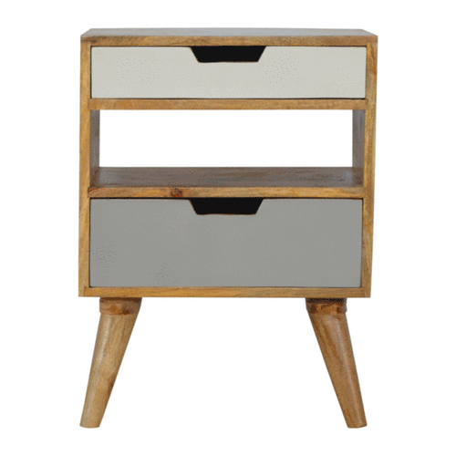 Grey and White Cut-out Bedside Table