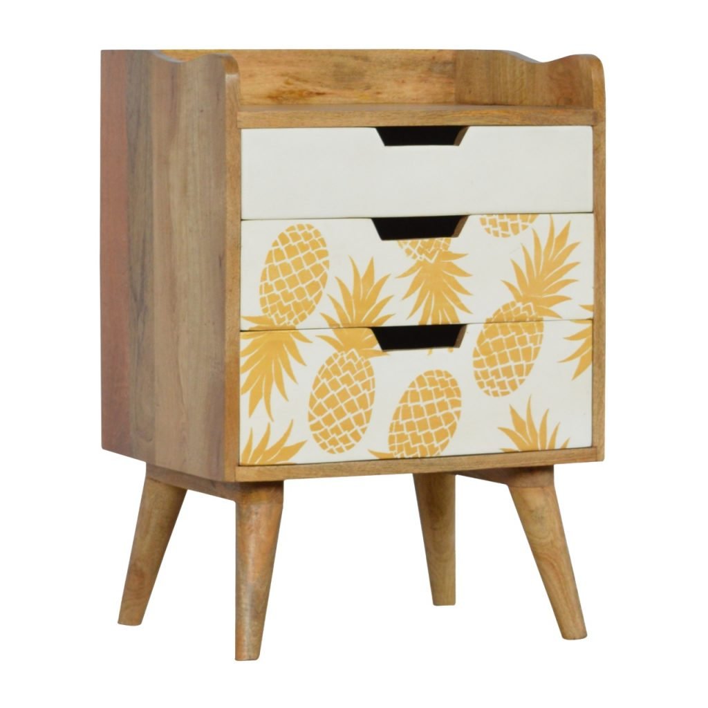 Pineapple Screen Printed Bedside Table