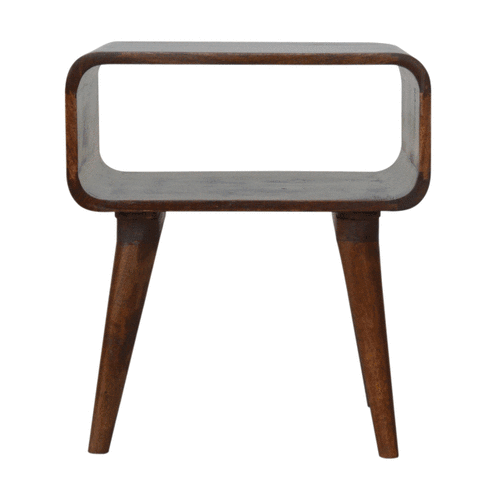 Chestnut Curved Edge Bedside Table