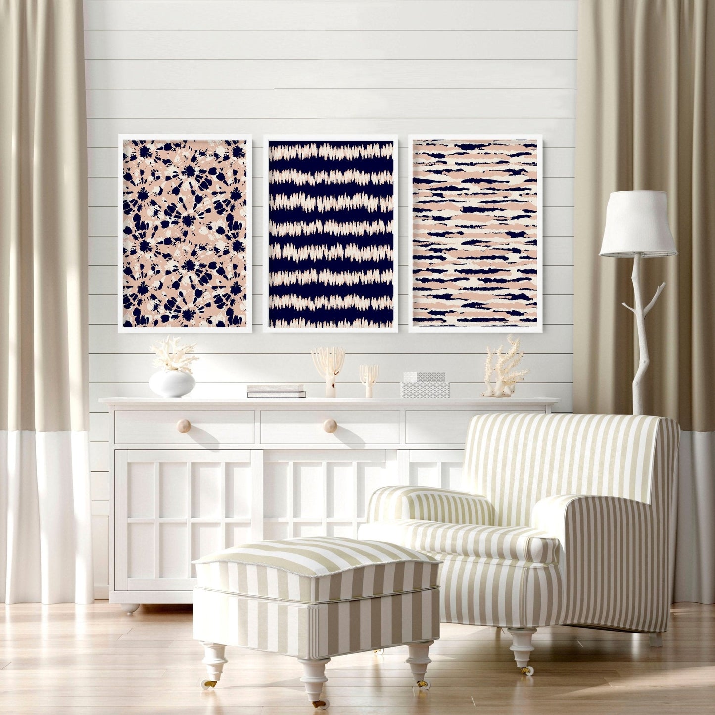 Coastal decor ideas | Set of 3 framed wall art prints