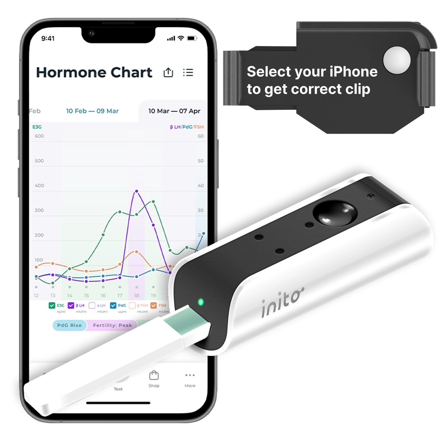 Inito Fertility Monitor & Hormone Tracker | Estrogen, LH, PdG, FSH | Ovulation Tracking | 15 Strips | iPhone 13 Pro Max