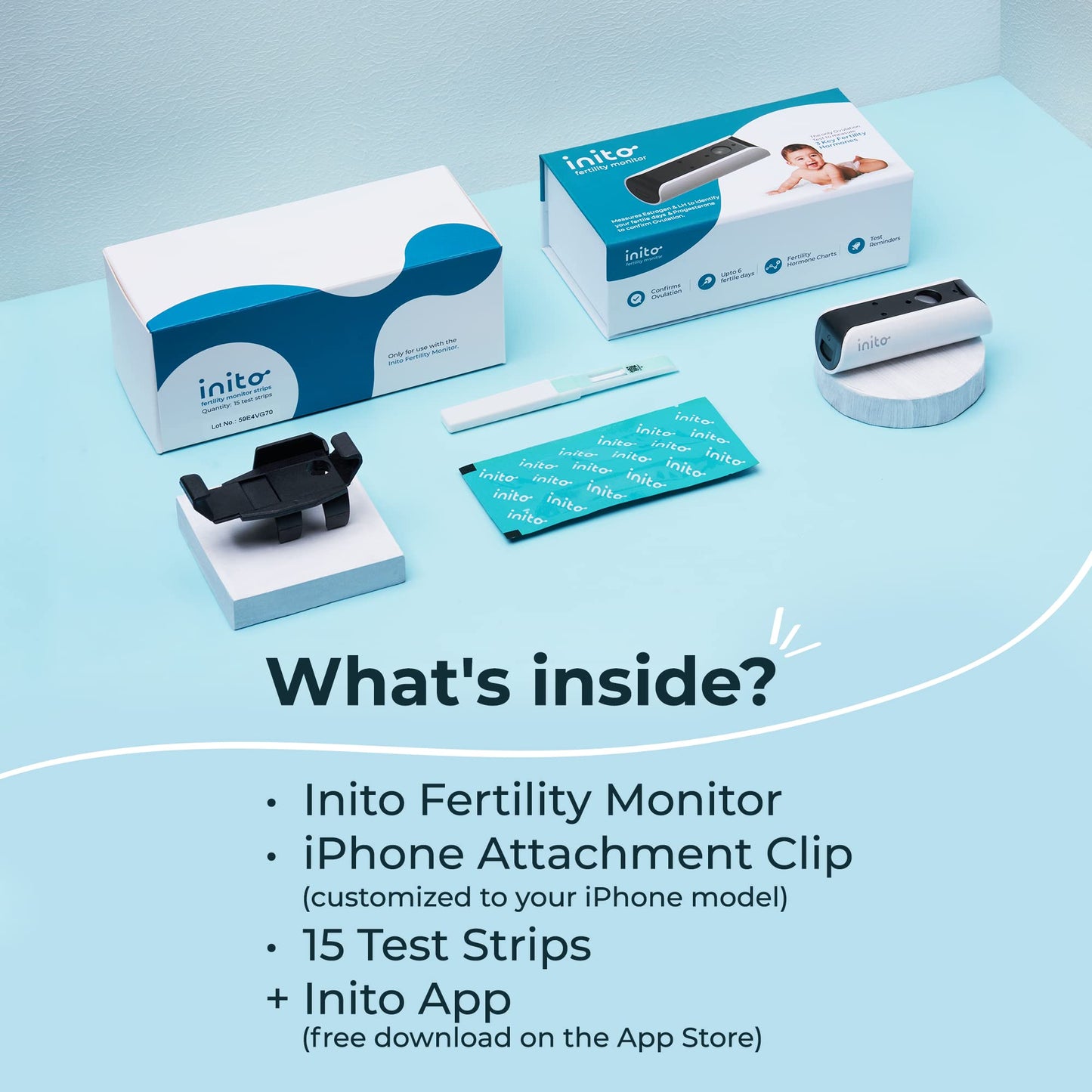 Inito Fertility Monitor & Hormone Tracker for Women | Estrogen, LH, PdG (Urine Metabolite of progesterone), FSH | Track and Confirm Ovulation | Includes 15 Strips (Compatible with iPhone 13)