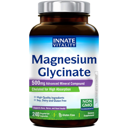 Innate Vitality Magnesium Glycinate 500mg | 70mg Elemental Mg | 240 Caps