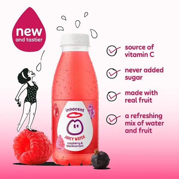 innocent Juicy Water Raspberry & Blackcurrant 420ml (Case of 12)