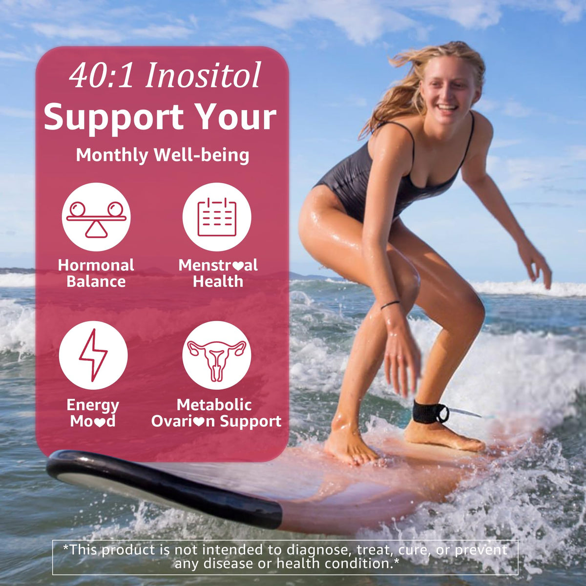 Myo-Inositol & D-Chiro Inositol Gummies 40:1 with Evening Primrose Oil for Women – Hormonal Balance, Regular Cycles, Ovarian Health, Vegan (60ct)
