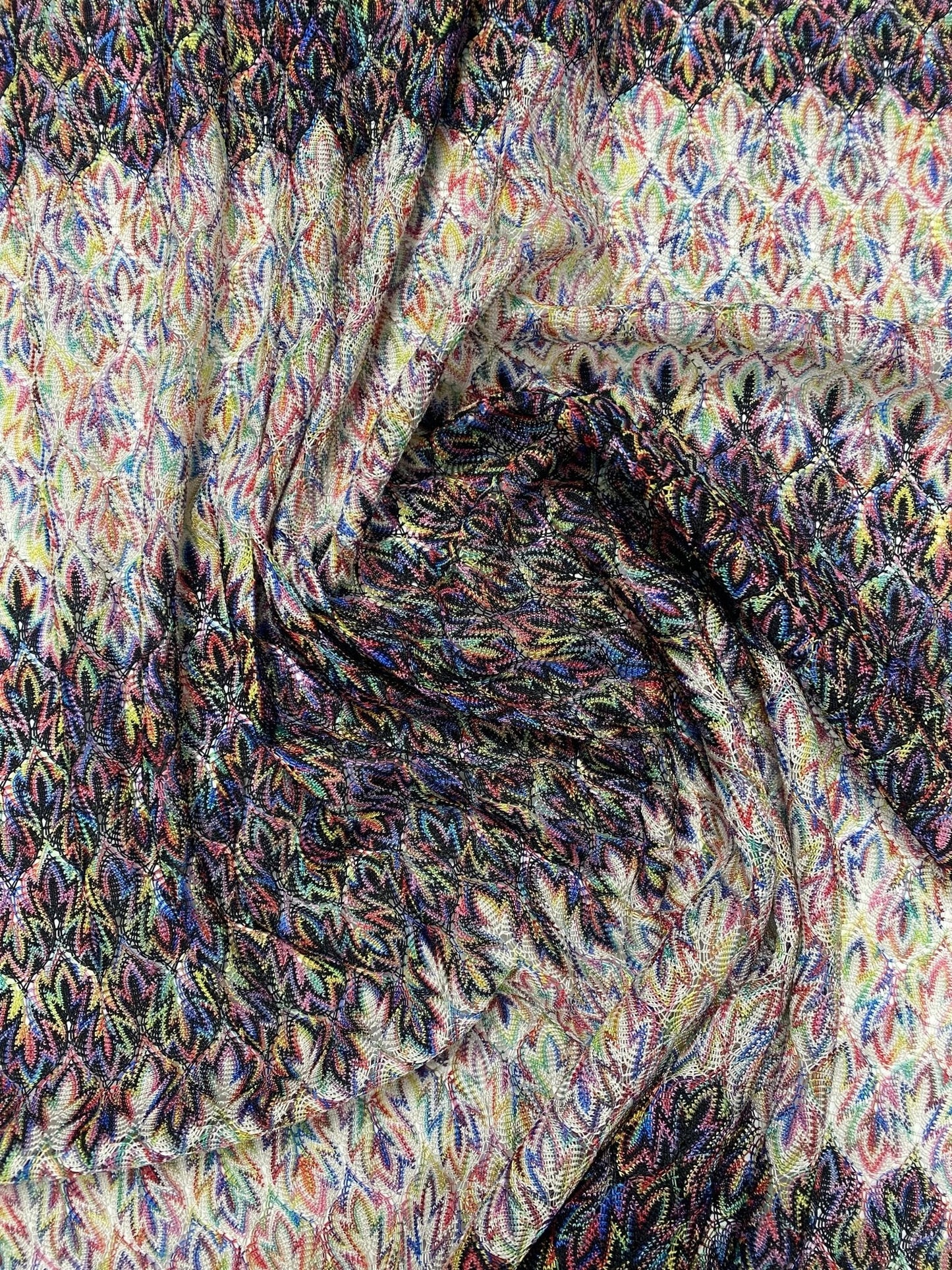 Iridescent Multicolour Mesh Knit Fabric by the Metre