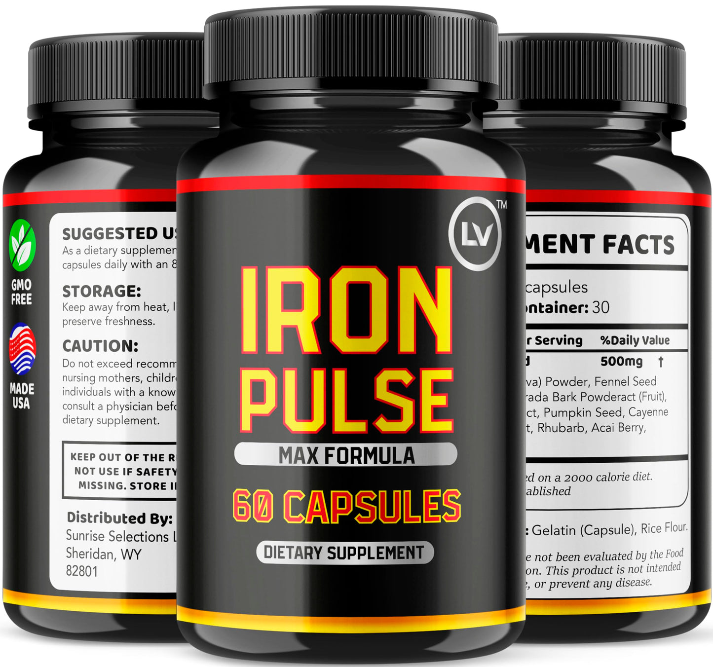 (2 Pack) IronPulse Capsules – Max Formula & Support Pills | 120 Capsules