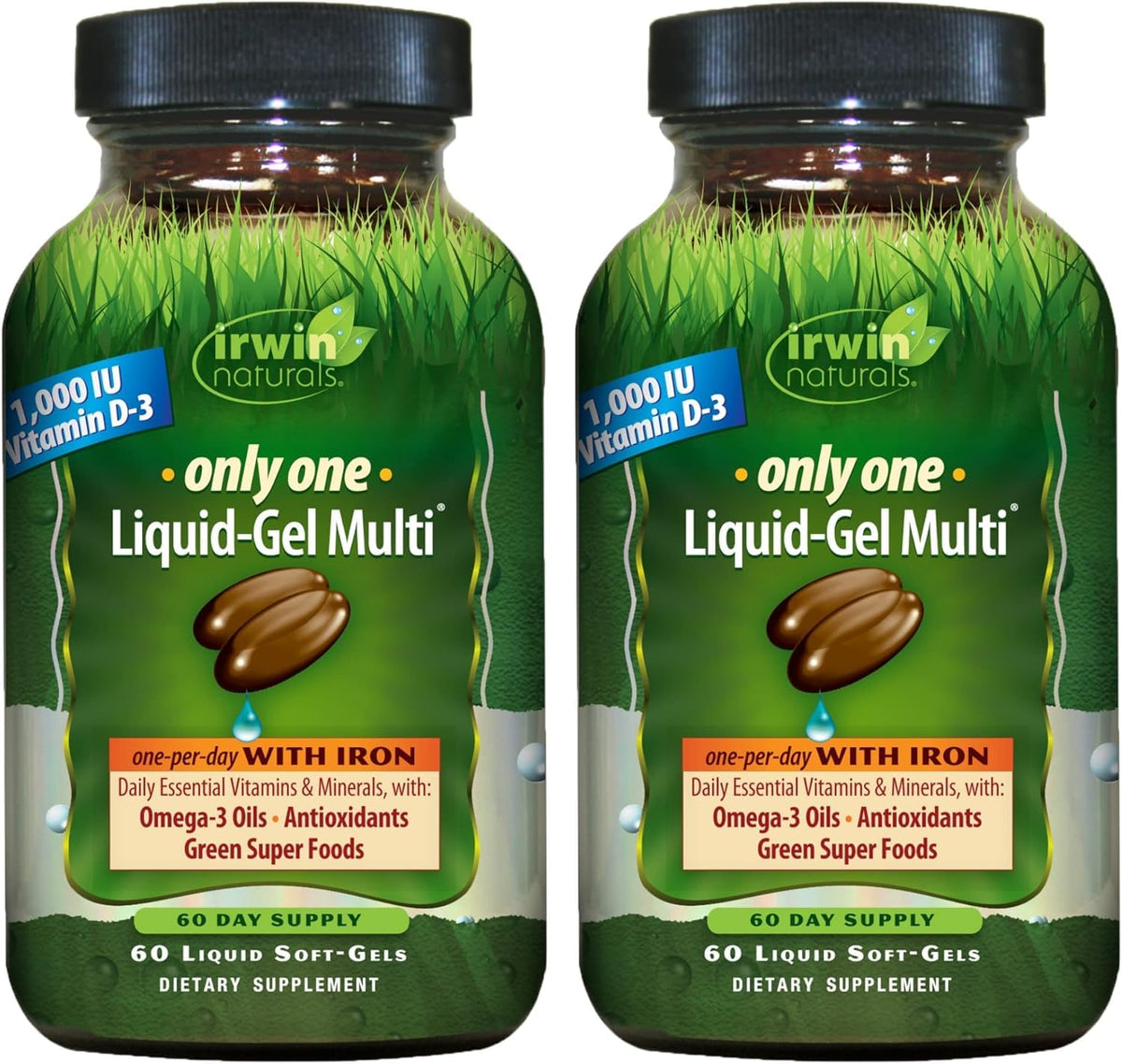 Irwin Naturals Only One Liquid-Gel Multi with Iron - Pack of 2, 120 Servings