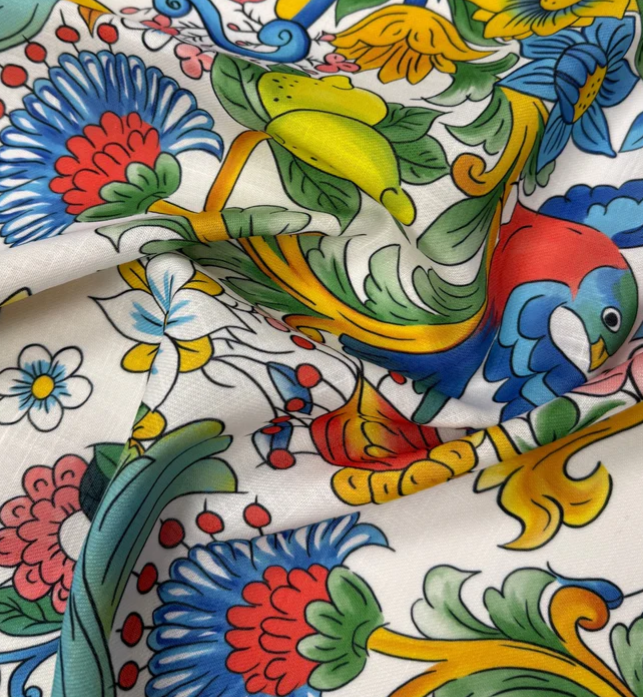 Italian Floral  Lemon Pattern Fabric Sold by Metre
