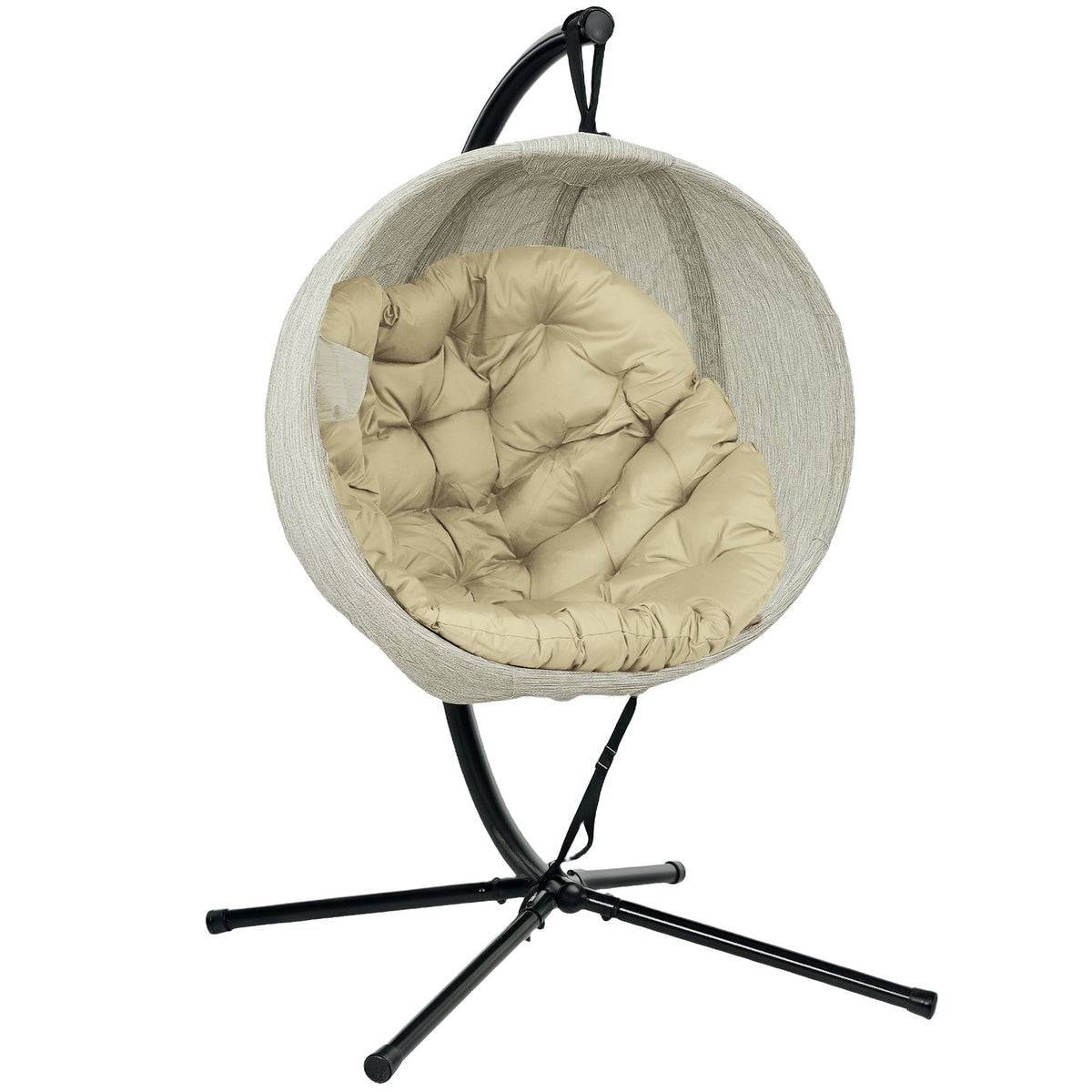 Outsunny Hanging Egg Chair Outdoor Indoor Swing Chair, Folding Basket