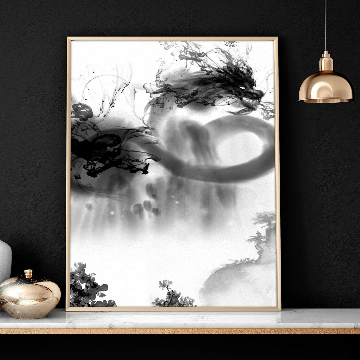 Japanese dragons art | set of 3 wall art for Home office decor