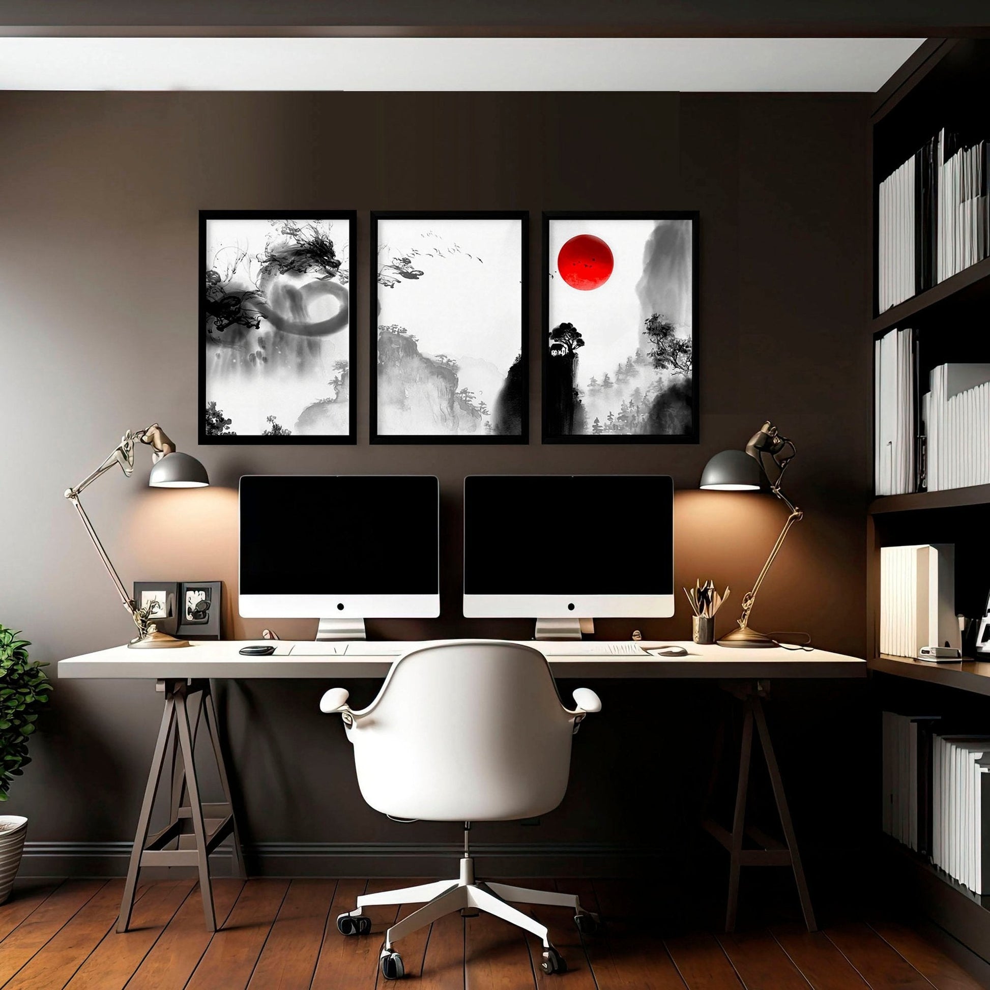 Japanese dragons art | set of 3 wall art for Home office decor