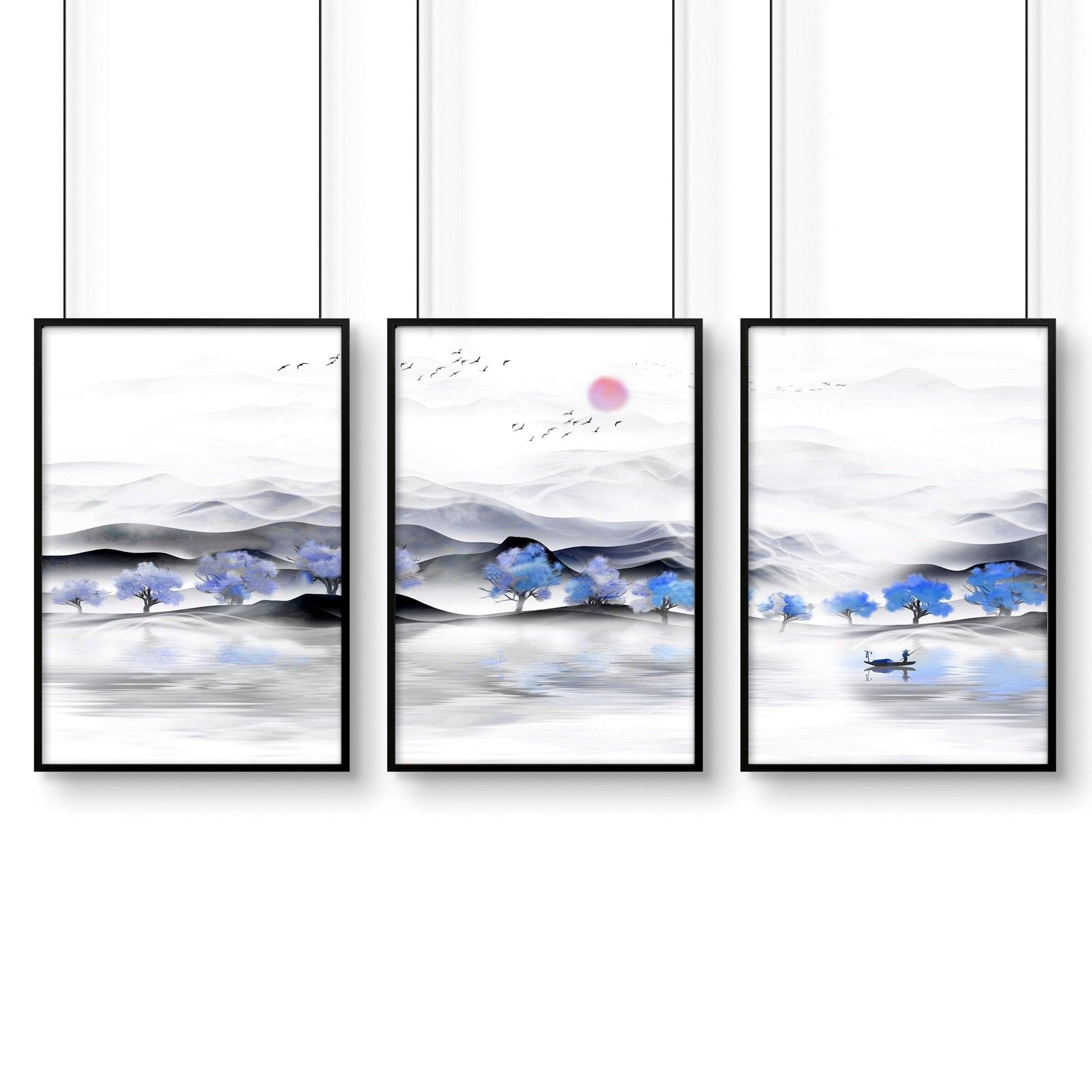 Japandi design | set of 3 unique wall art for living room