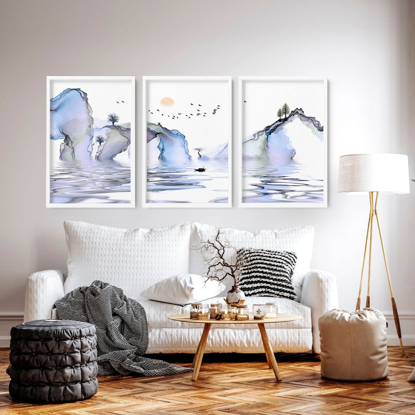 Japanese wall mural | set of 3 framed wall art