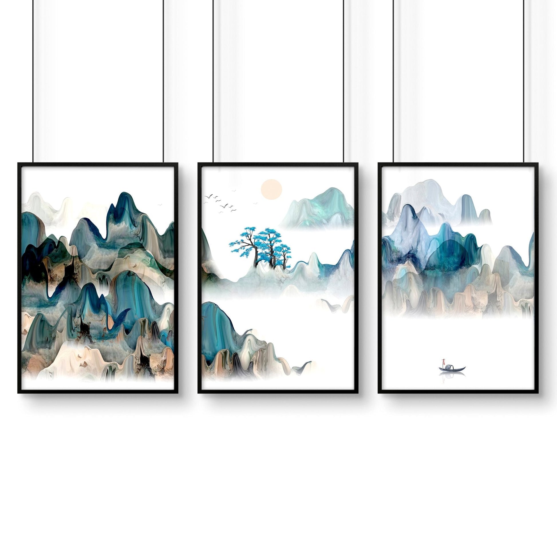 Japan art prints | set of 3 wall art prints for living room