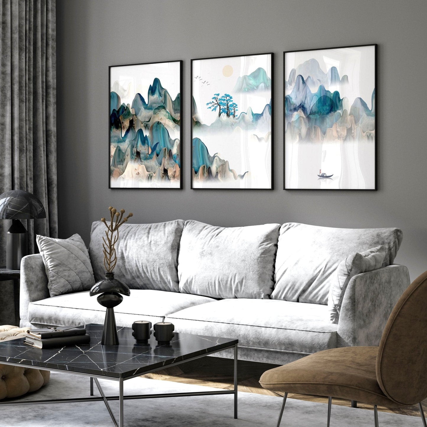 Japan art prints | set of 3 wall art prints for living room