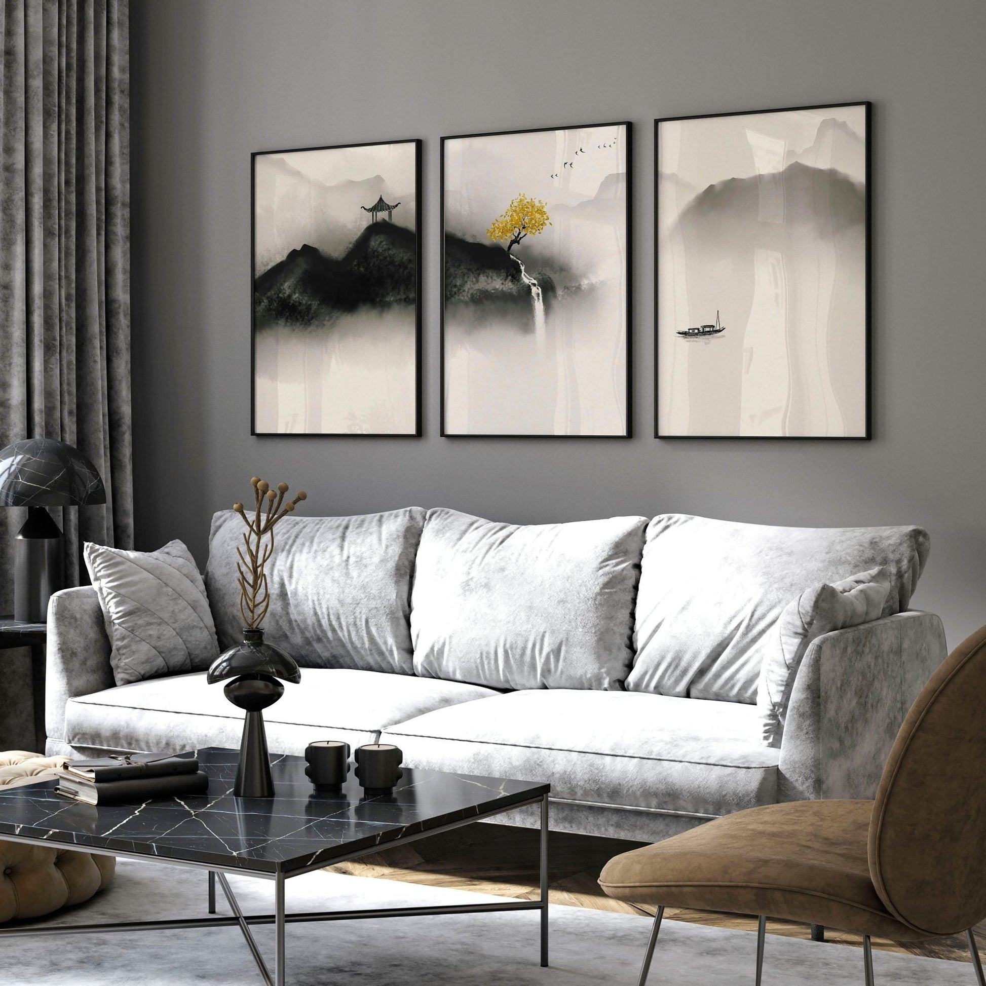 Japanese wall hanging | set of 3 wall art prints