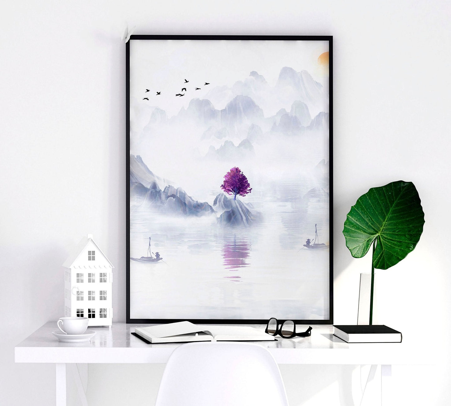 Big wall paintings for living room | set of 3 Japanese wall art