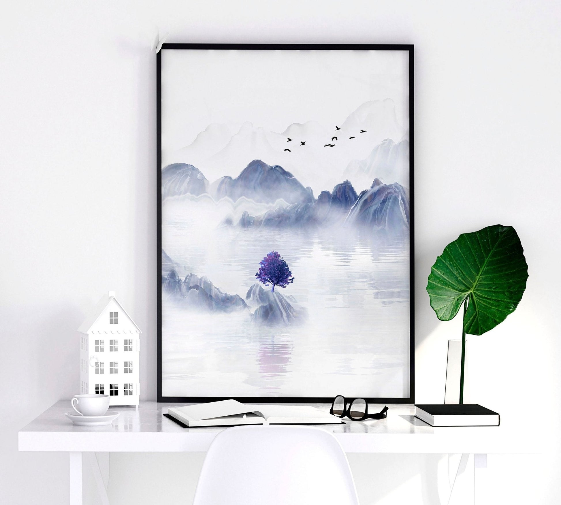 Big wall paintings for living room | set of 3 Japanese wall art