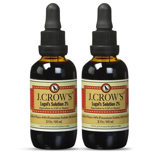 J.CROW'S Lugol's Iodine 2% – 2 oz (2 Bottles) | Premium Iodine & Potassium Iodide