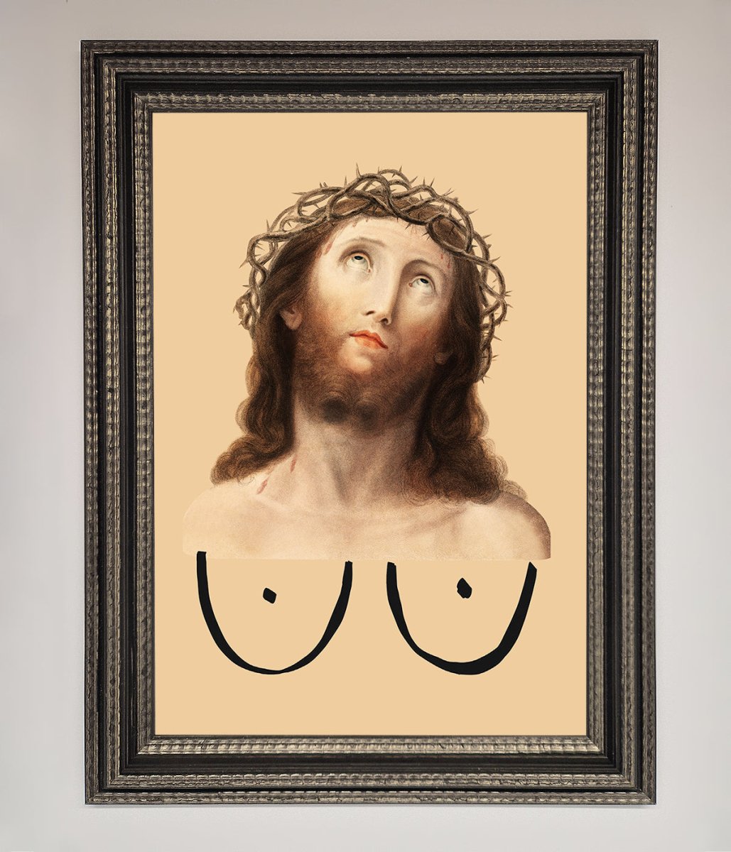 Jesus Breasts Framed Poster