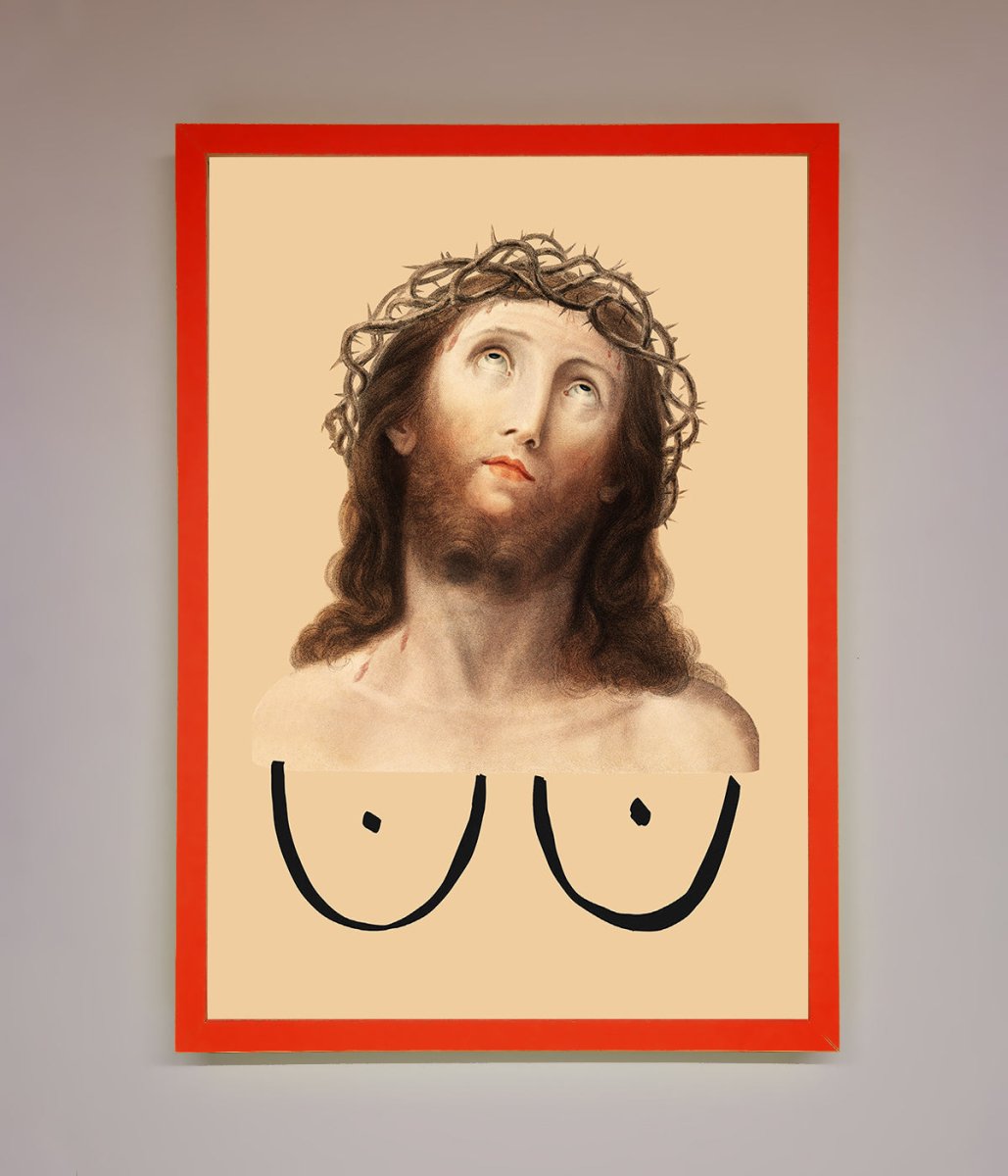 Jesus Breasts Framed Poster