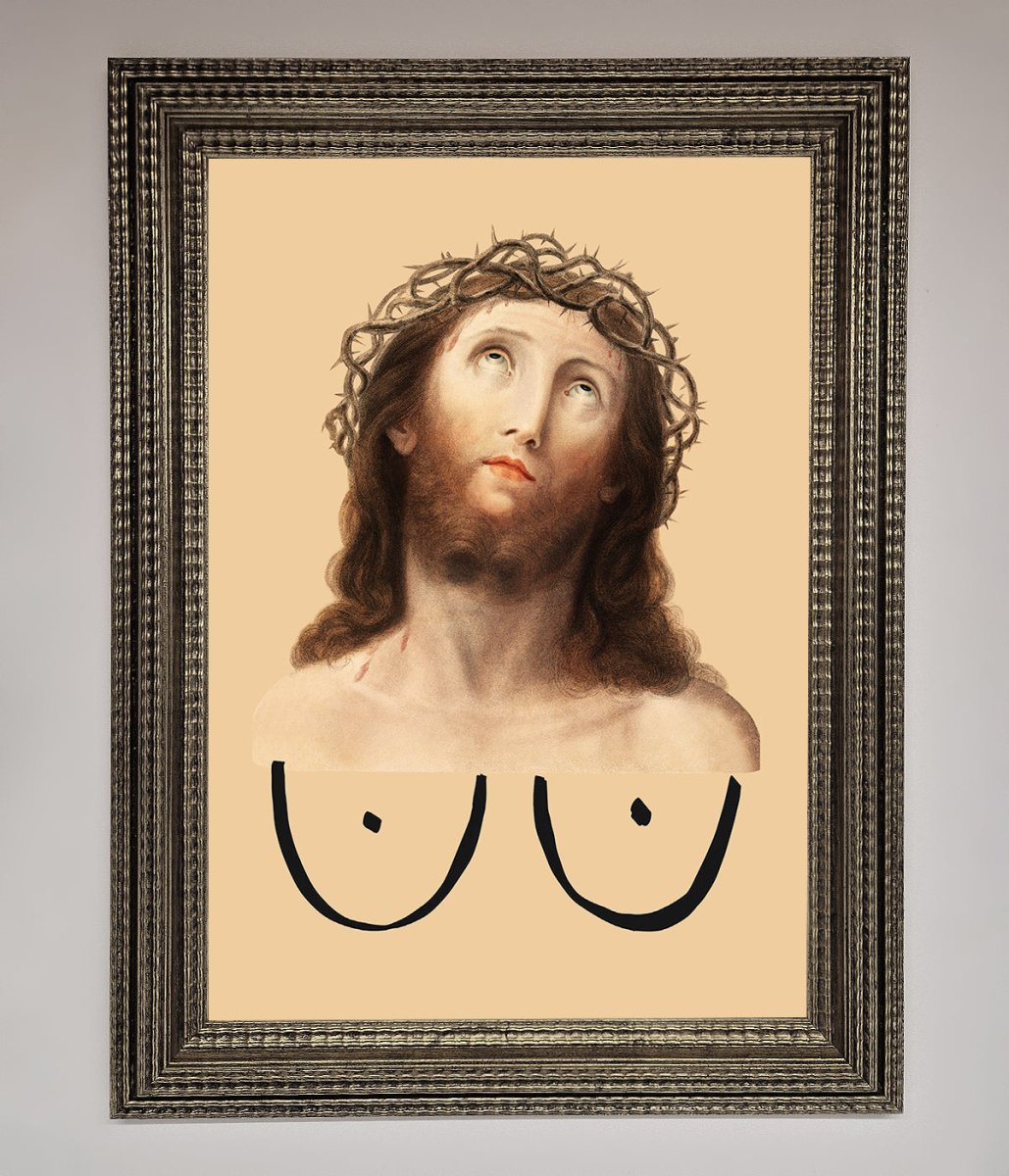 Jesus Breasts Framed Poster