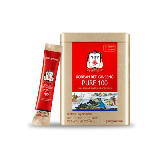 JungKwanJang Korean Red Ginseng Pure 100 — 1500mg Powder Stick for Energy & Immune Support | Vegan, Gluten-Free, Non-GMO