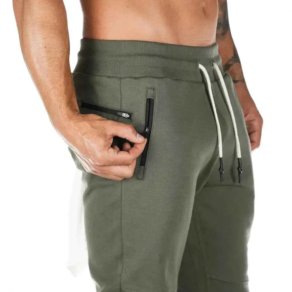 Jogger Pants, Gym Sweat Trousers Side Zipper Pockets Slim Fit  Trousers for Men