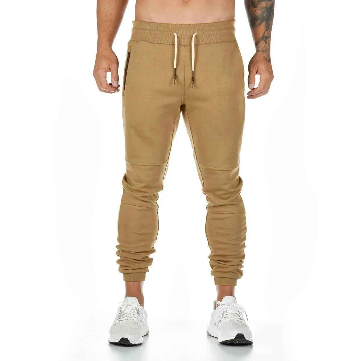 Jogger Pants, Gym Sweat Trousers Side Zipper Pockets Slim Fit  Trousers for Men