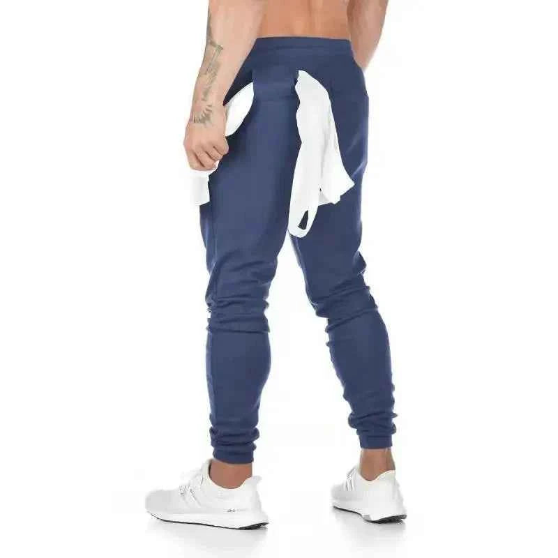 Jogger Pants, Gym Sweat Trousers Side Zipper Pockets Slim Fit  Trousers for Men