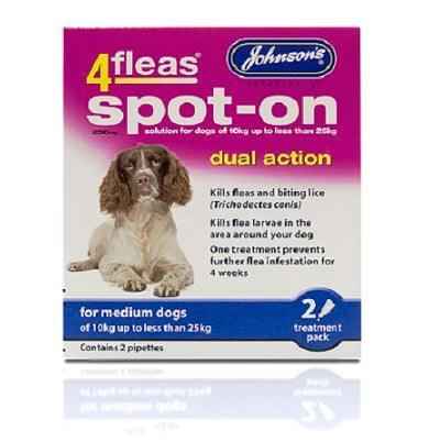 Johnsons 4Fleas Spot-On Dog Medium 2pipx6