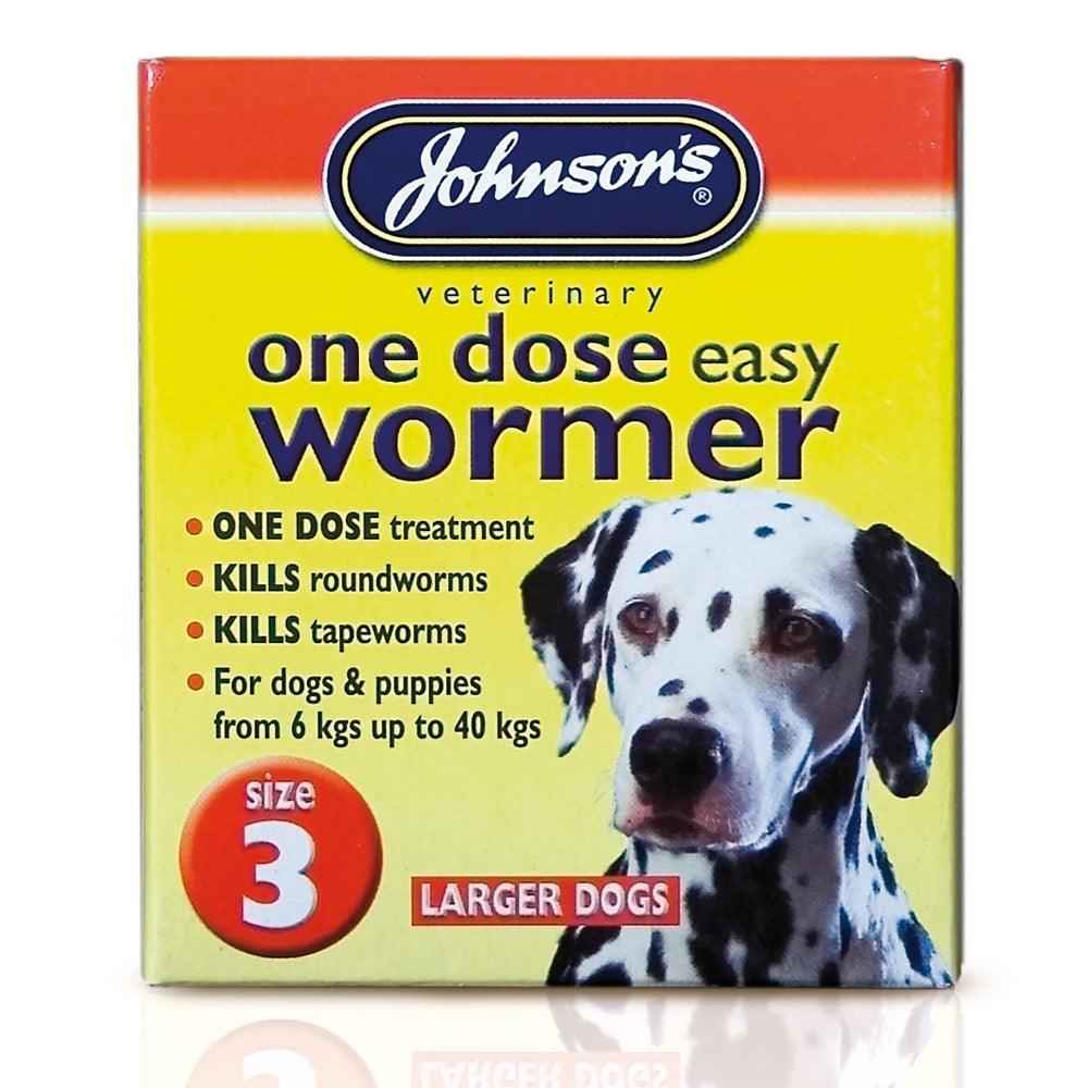 Johnsons Dog 1 Dose Wormer Size 3 4Tab x6