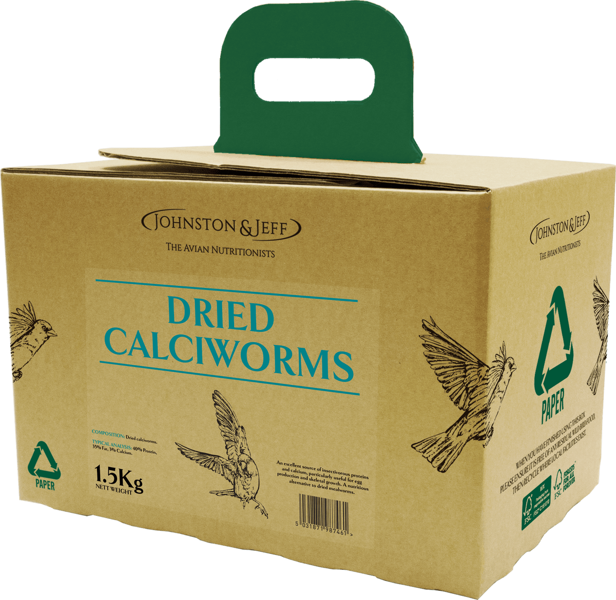 Johnston & Jeff Dried Calciworms in EcoBox 1.5kg