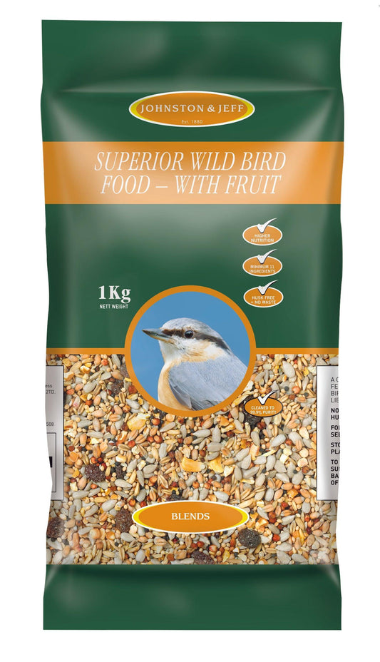 Johnston and Jeff Superior Wild Bird with Fruit No Mess 1kg - Case of 12