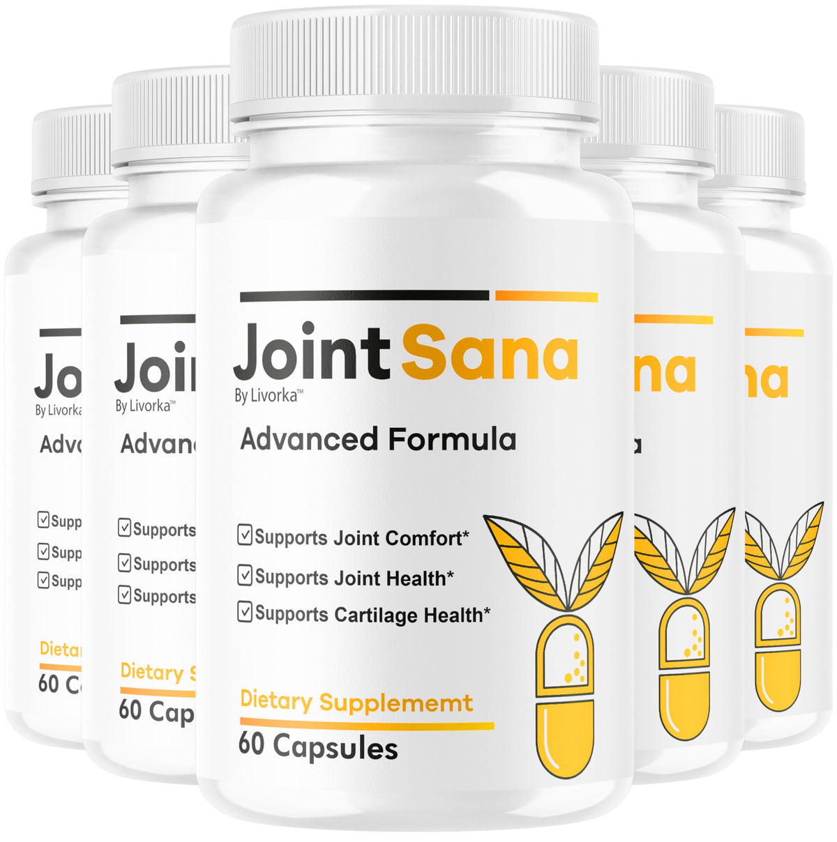 (5 Pack) Joint Sana Capsules – Official JointSana Supplement, 300 Capsules